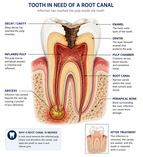 Root canal needed diagram.